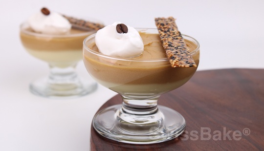 Cappuccino tahini mousse with sesame brittle